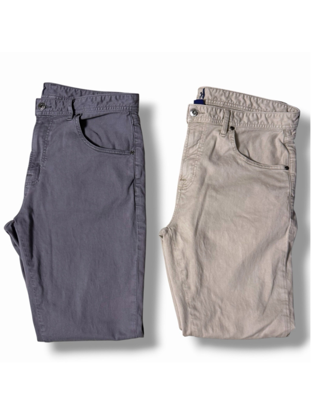 JOHNNIE-O Hugo Casual 5 Pocket Pants Lot (2) Men 36x30 Light Khaki & Granite